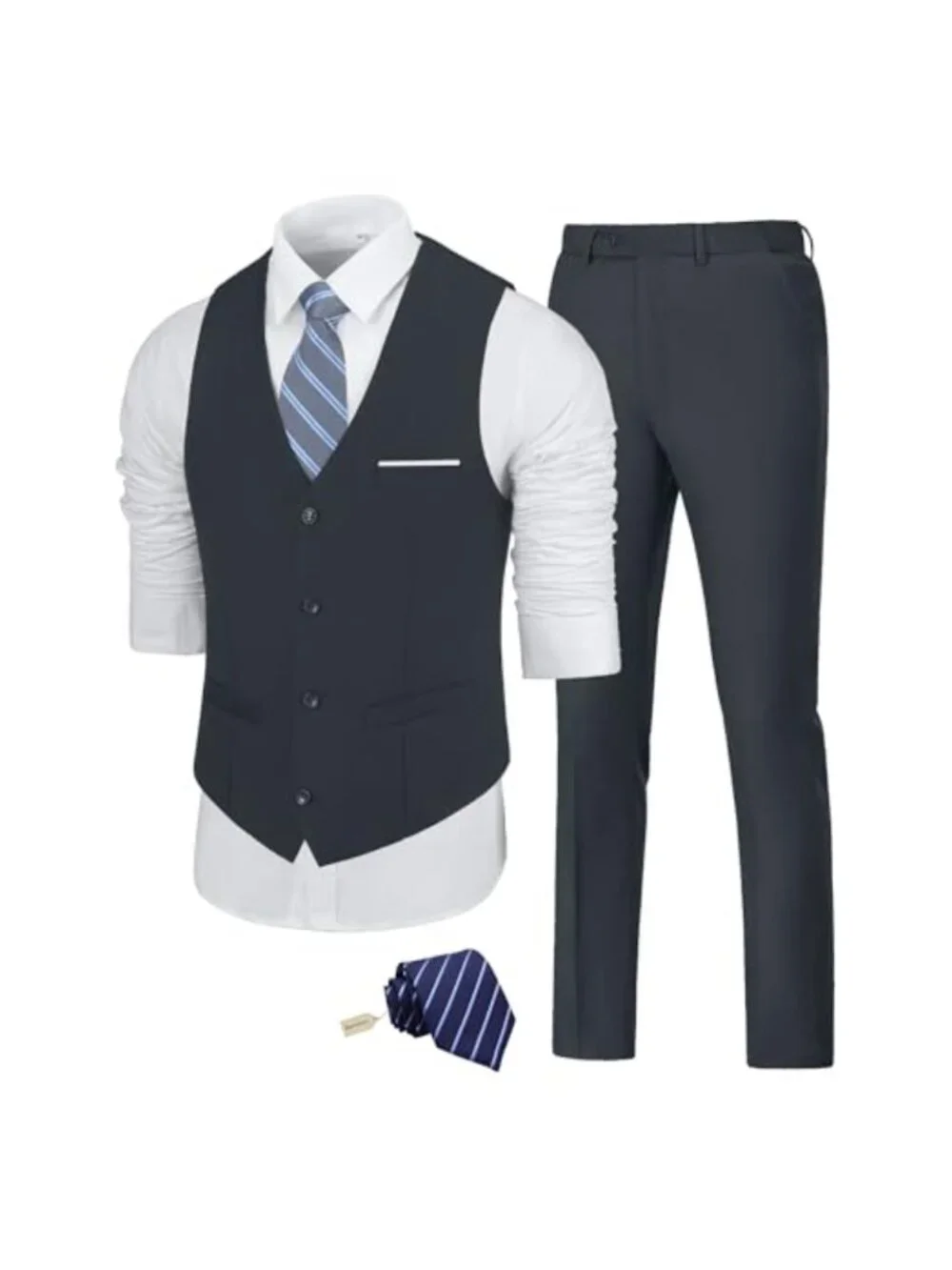 Men's Slim Fit 2-Piece Suit Set with Vest & Pants